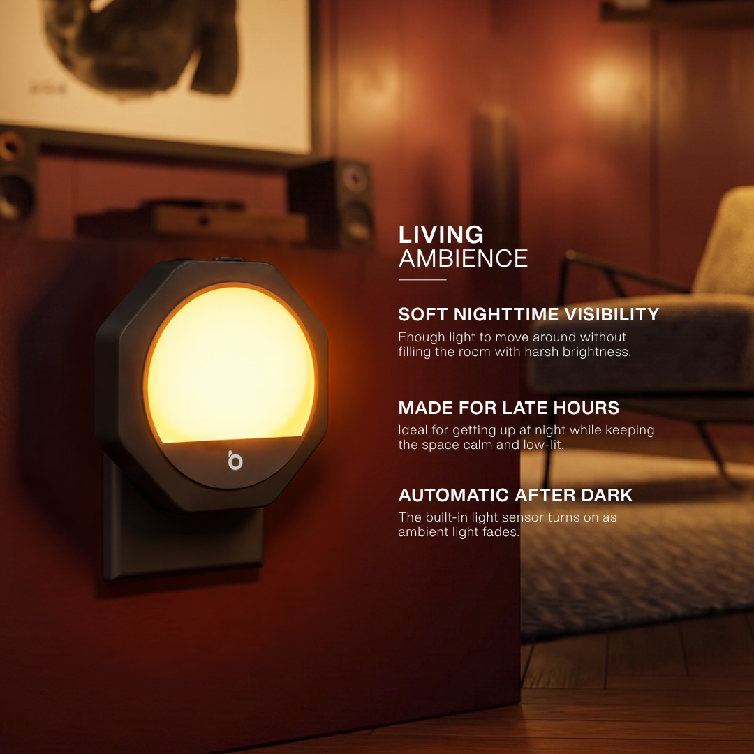 Plug-in Amber Night Light – Black Frame