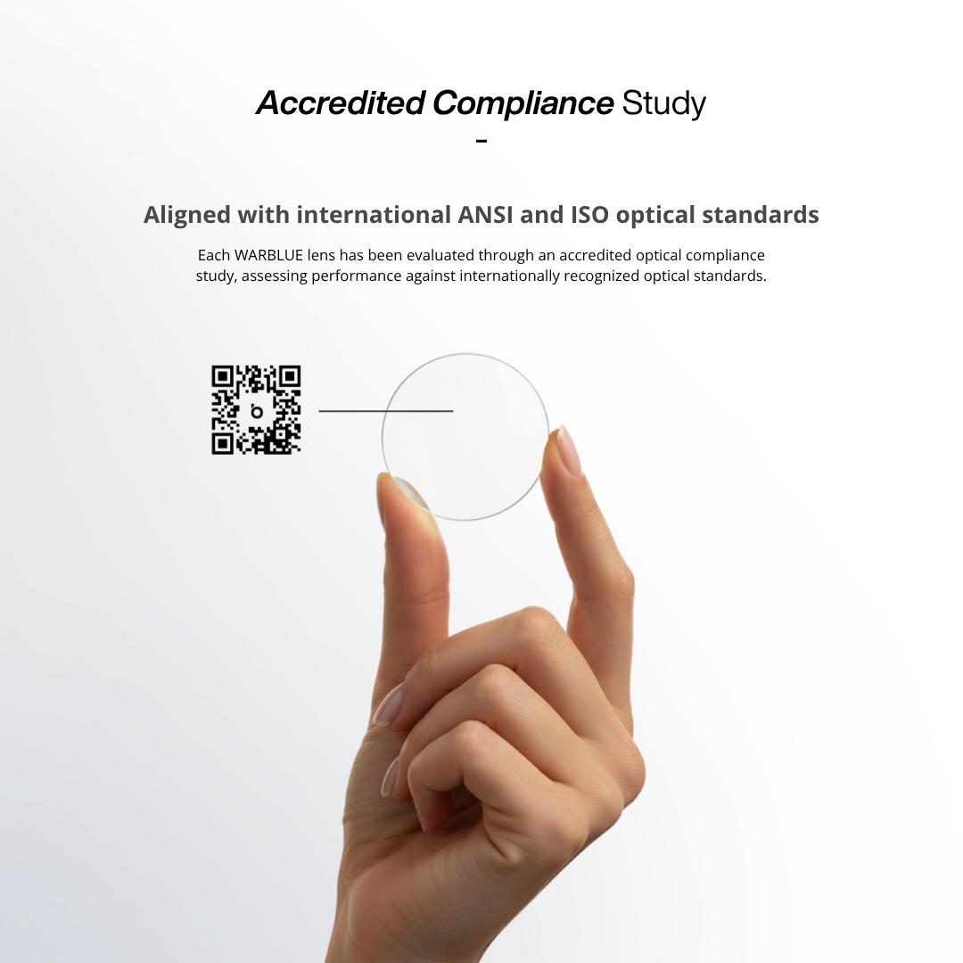 WARBLUE accredited optical compliance study – Edison lenses