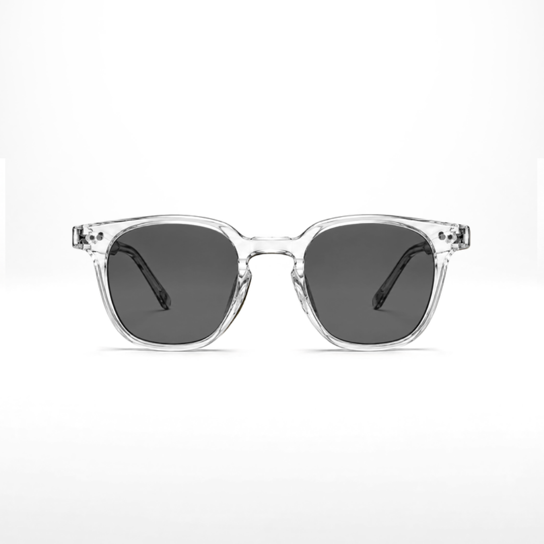 Louis Crystal sunglasses – light grey lenses, transparent Crystal frame, front view