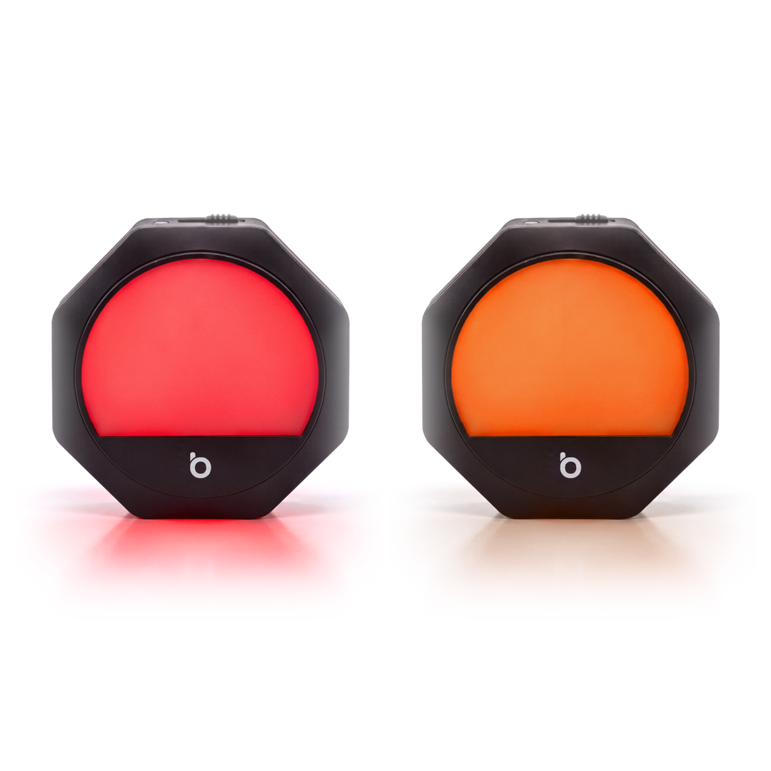 Night Light Duo – Red + Amber, Black Frame