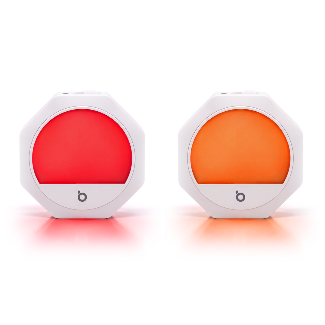 Night Light Duo – Red + Amber, White Frame