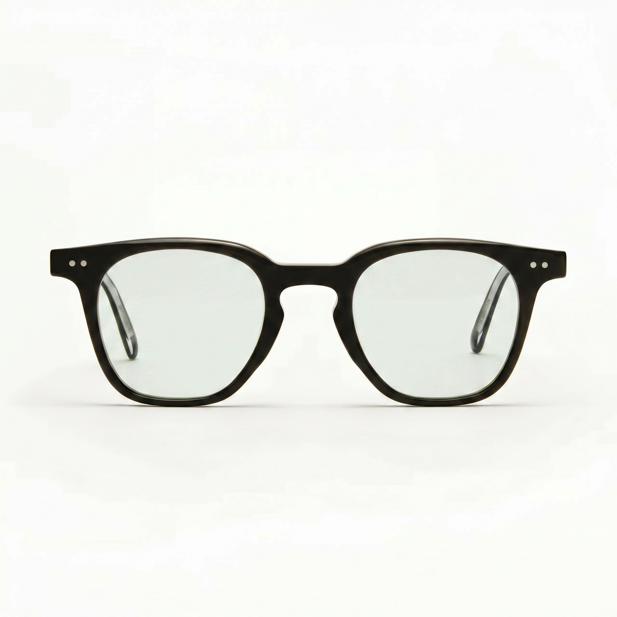 Edison glasses – clear lenses, black frame, front view