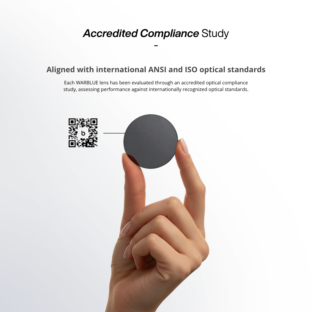 WARBLUE accredited optical compliance study – Auguste lenses
