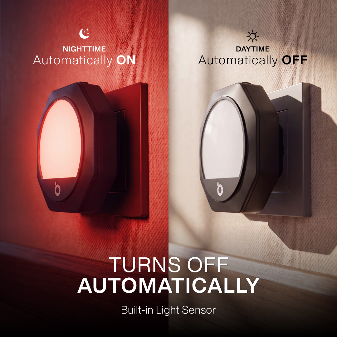 Plug-in Red Night Light – Black Frame