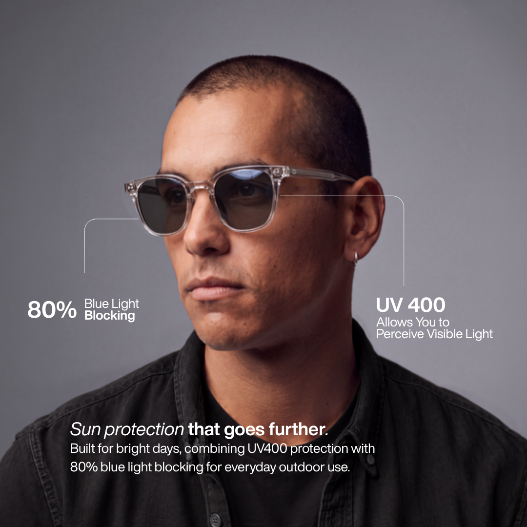 Louis Crystal key figures: 80% blue light blocking and UV400 protection